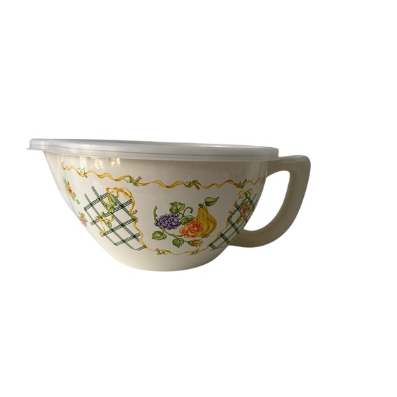 M. Kamenstein 8 Cup Metal Mixing Measuring Bowl Trellis Rose Design Cottage Vtg - Picture 11 of 11